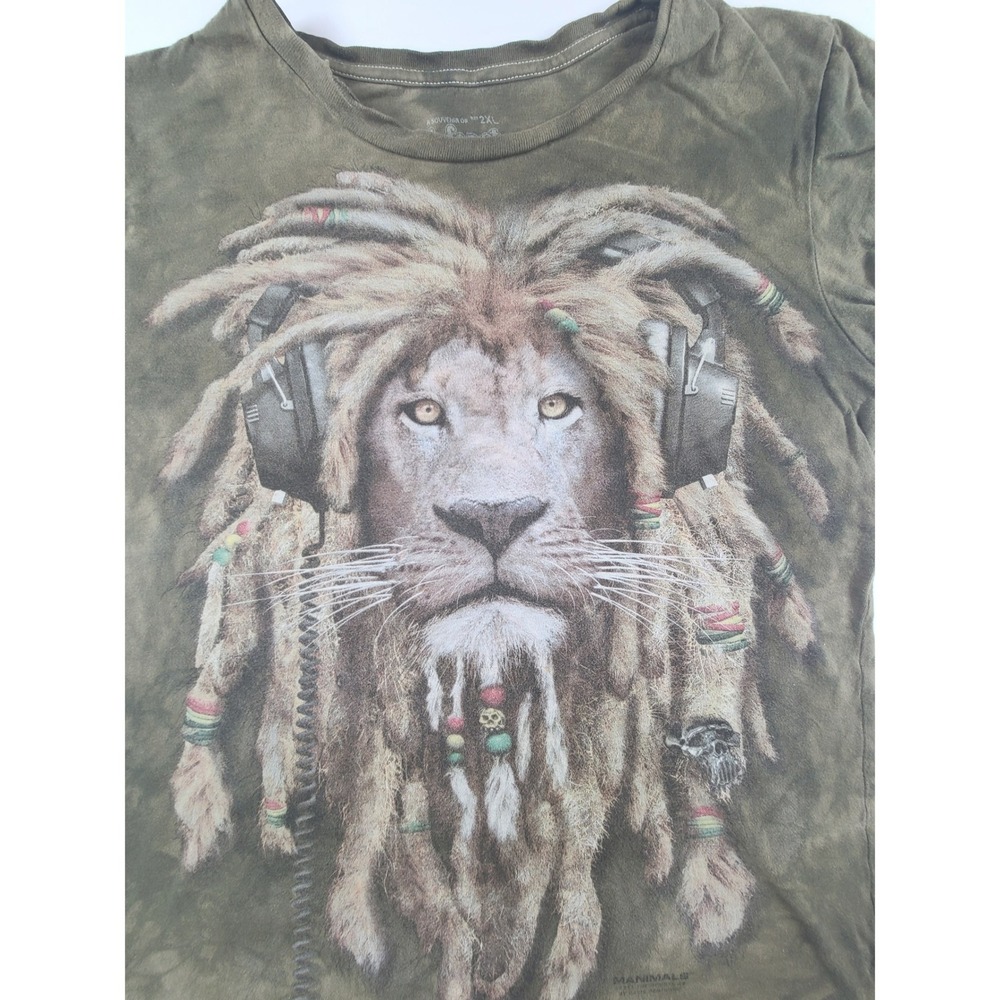 Rainforest Cafe Manimals Lion Dreadlocks Headphones Tie Dye Shirt Womens M Green